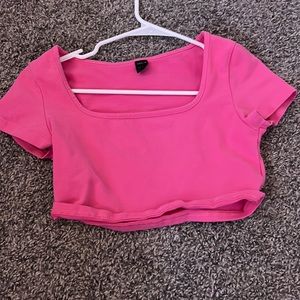 pink crop top
